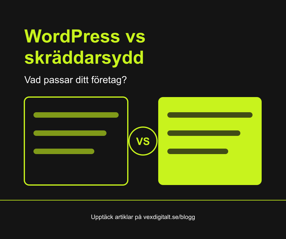 WordPress vs skräddarsydd hemsida: vad passar ditt företag?